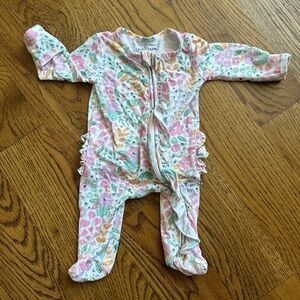 Caden Lane Willow’s Whimsy Floral Ruffle Zip Footie